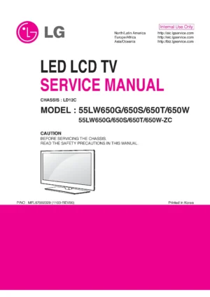Lg 55lw650g 55lw650s 55lw650t 55lw650w service manual cover with photo's of Beko dryers, model code and contents