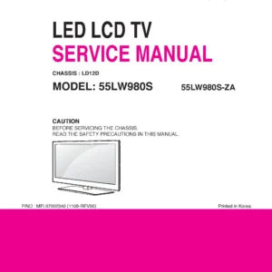 Lg 55lw980s 55lw980s zb service manual cover with photo's of Beko dryers, model code and contents