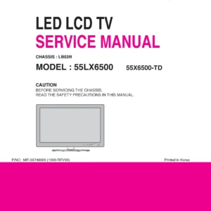 Lg 55lx6500 55lx6500 td service manual cover with photo's of Beko dryers, model code and contents