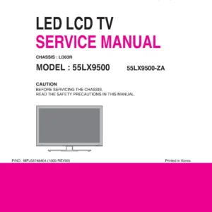 Lg 55lx9500 service manual cover with photo's of Beko dryers, model code and contents