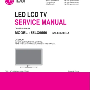 Lg 55lx9550 55lx9550 ca service manual cover with photo's of Beko dryers, model code and contents