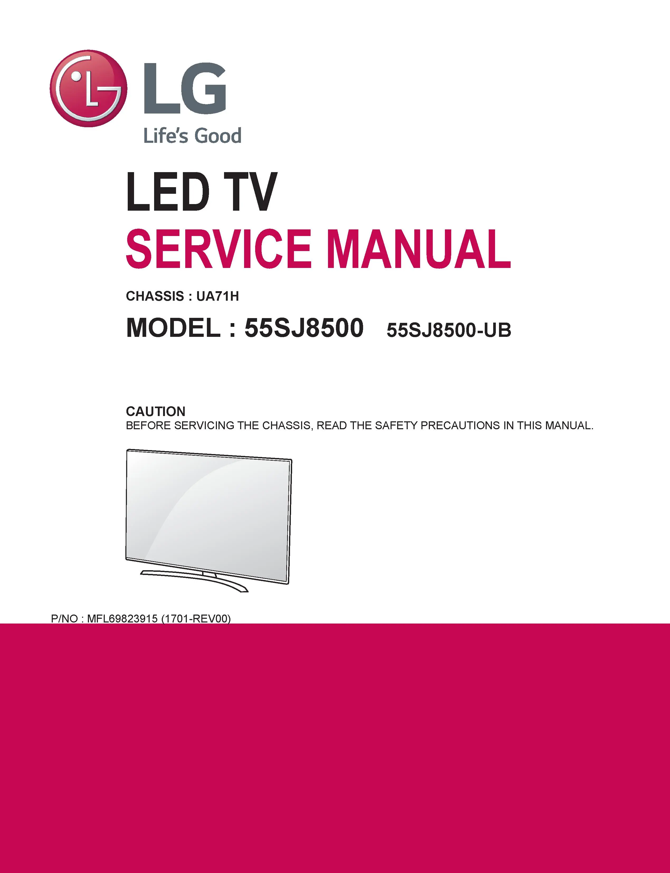 Lg 55sj8500 service manual cover with photo's of Beko dryers, model code and contents
