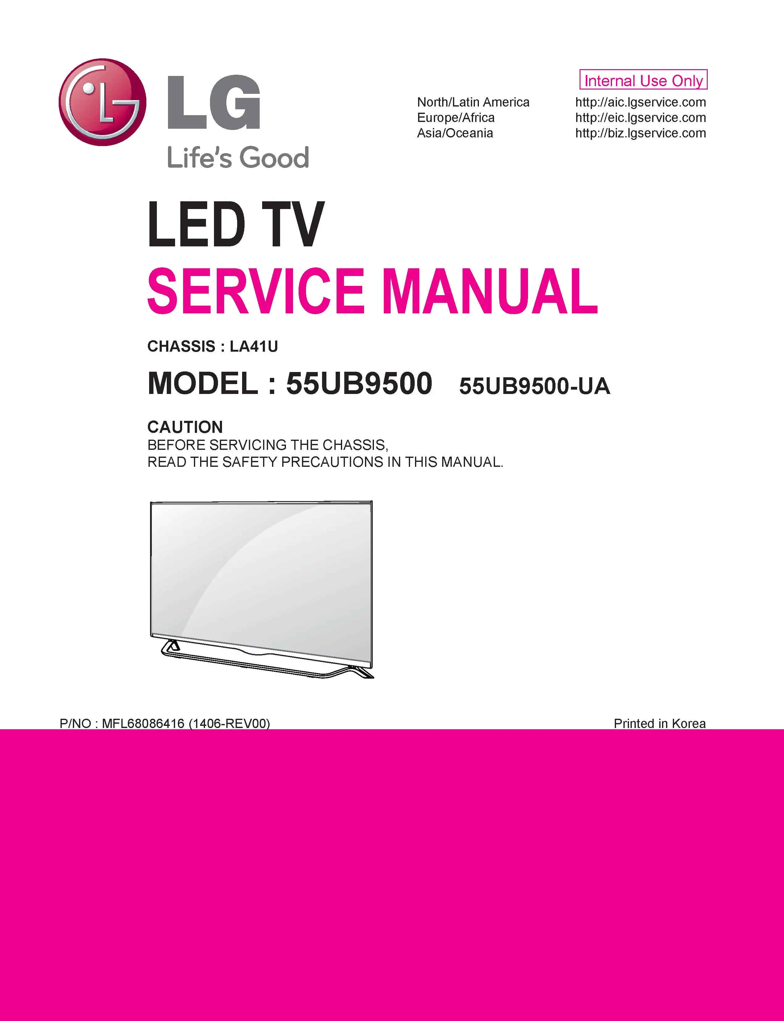 Lg 55ub9500 ua la41u service manual cover with photo's of Beko dryers, model code and contents
