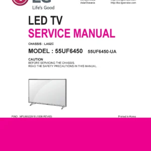 Lg 55uf6450 service manual cover with photo's of Beko dryers, model code and contents