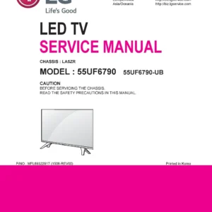 Lg 55uf6790 service manual cover with photo's of Beko dryers, model code and contents