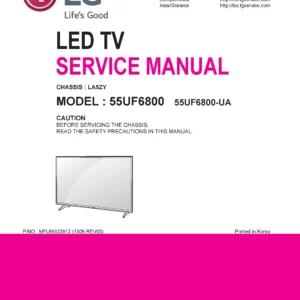Lg 55uf6800 service manual cover with photo's of Beko dryers, model code and contents