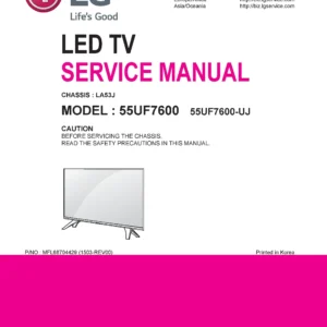 Lg 55uf7600 3d service manual cover with photo's of Beko dryers, model code and contents