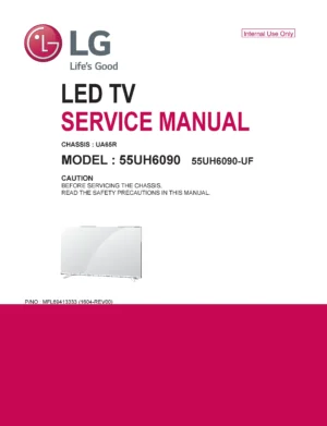 Lg 55uh6090 service manual cover with photo's of Beko dryers, model code and contents