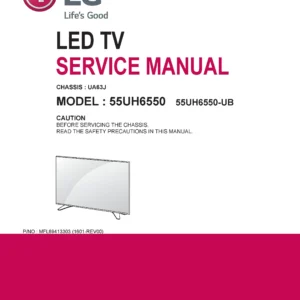 Lg 55uh6550 service manual cover with photo's of Beko dryers, model code and contents