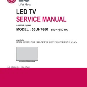 Lg 55uh7650 service manual cover with photo's of Beko dryers, model code and contents
