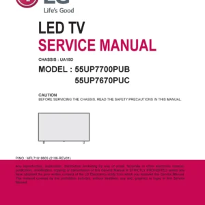 Lg 55up7700pub 55up7670puc service manual cover with photo's of Beko dryers, model code and contents