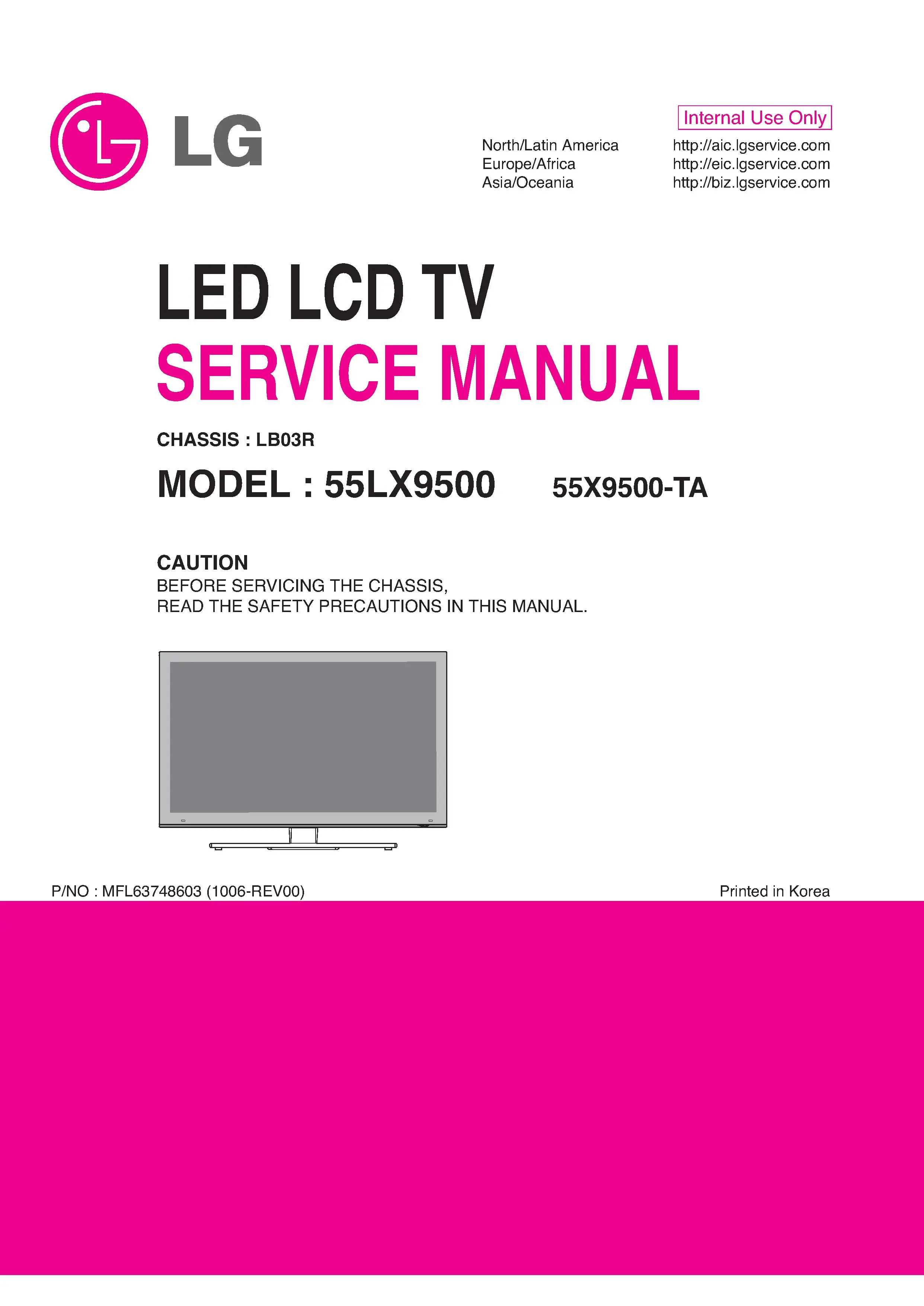Lg 55x9500 55x9500 ta service manual cover with photo's of Beko dryers, model code and contents