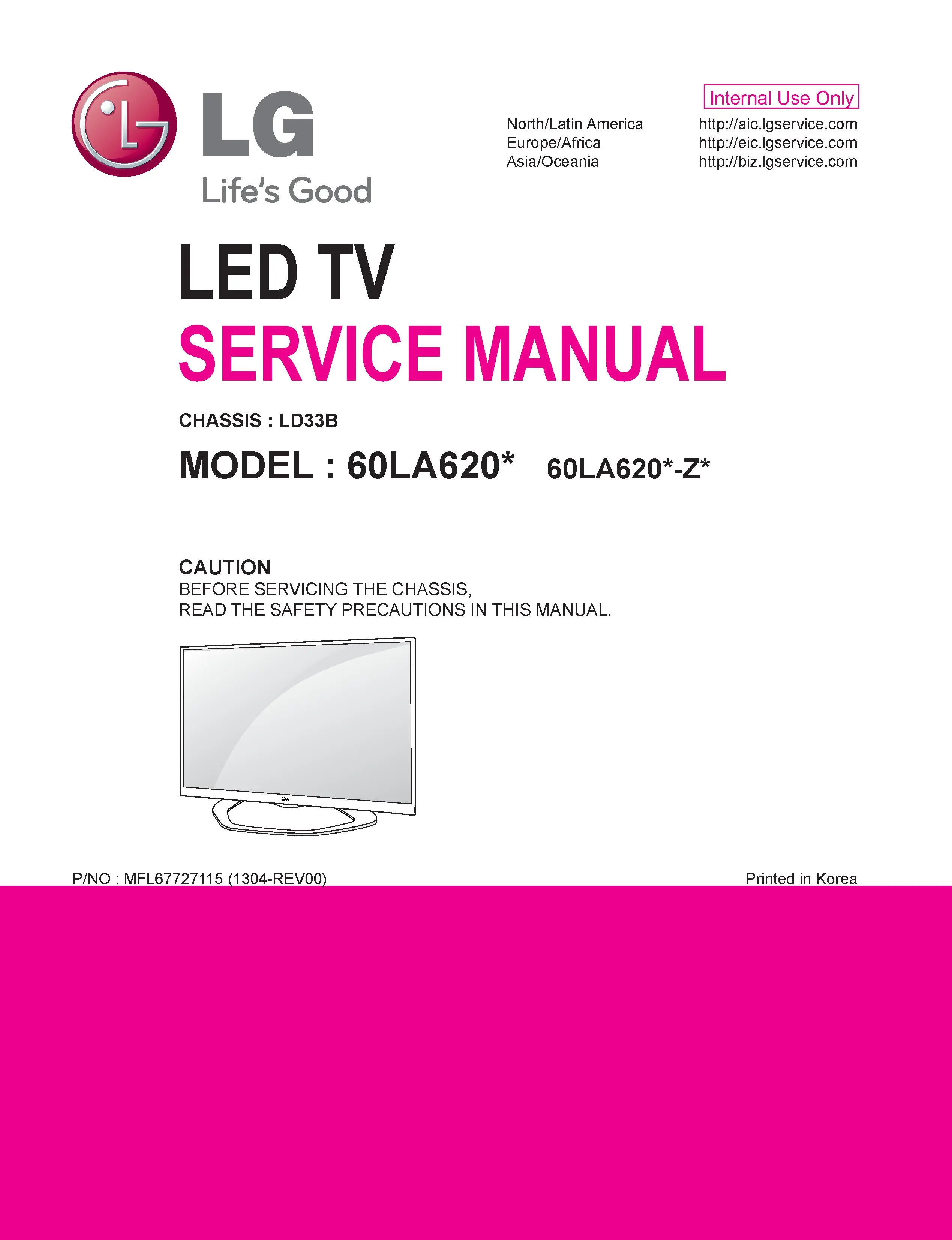 Lg 60la620s service manual cover with photo's of Beko dryers, model code and contents