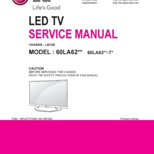 Lg 60la6230 service manual cover with photo's of Beko dryers, model code and contents