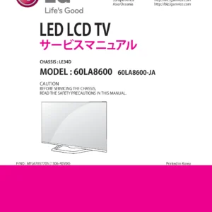 Lg 60la8600 ja service manual cover with photo's of Beko dryers, model code and contents