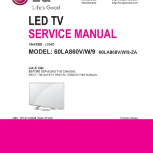 Lg 60la860v service manual cover with photo's of Beko dryers, model code and contents