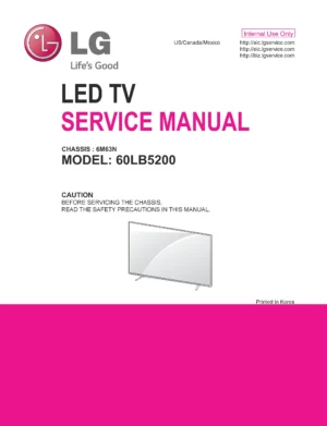 Lg 60lb5200 service manual cover with photo's of Beko dryers, model code and contents