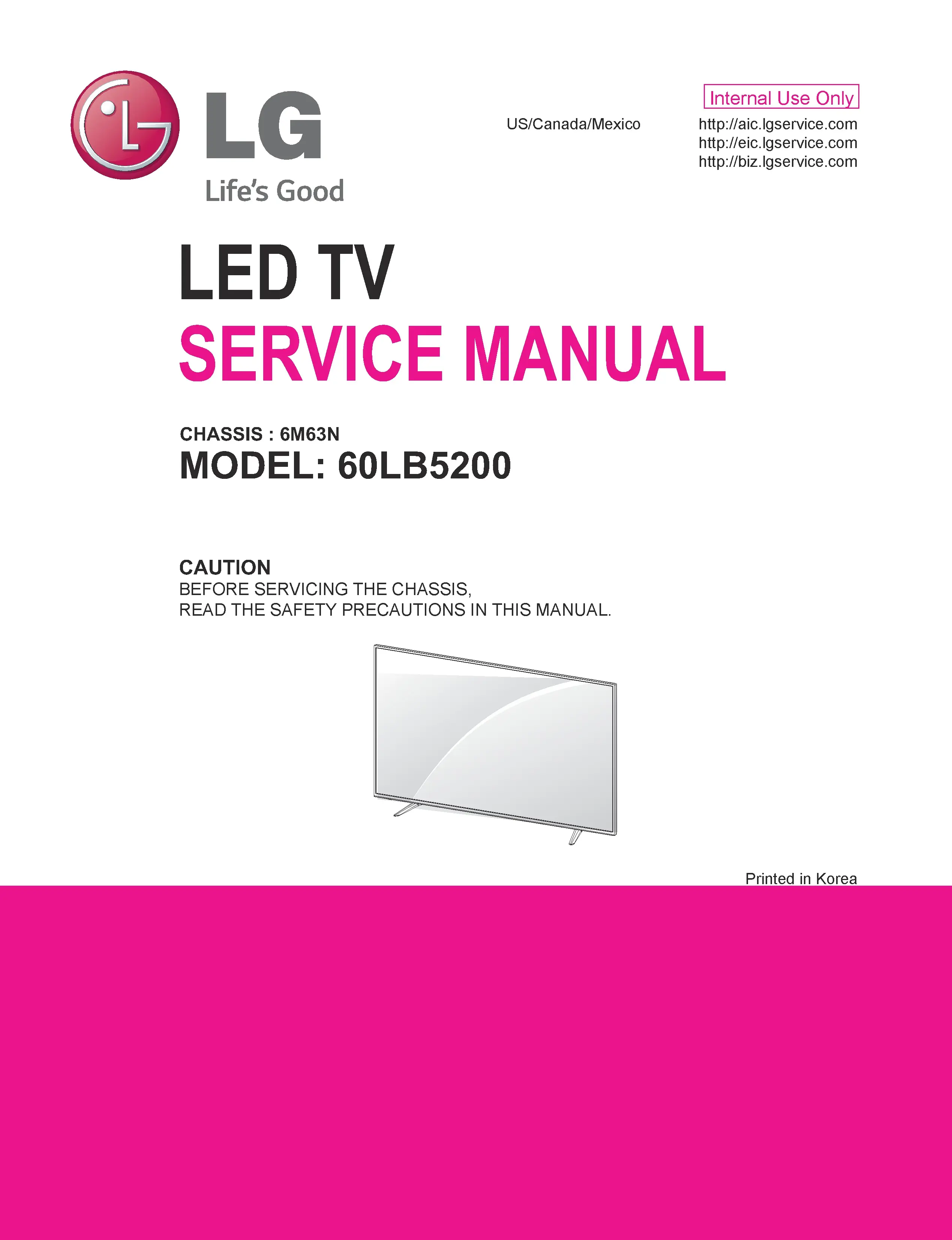 Lg 60lb5200 service manual cover with photo's of Beko dryers, model code and contents