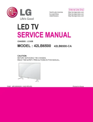 Lg 60lb6500 ca service manual cover with photo's of Beko dryers, model code and contents