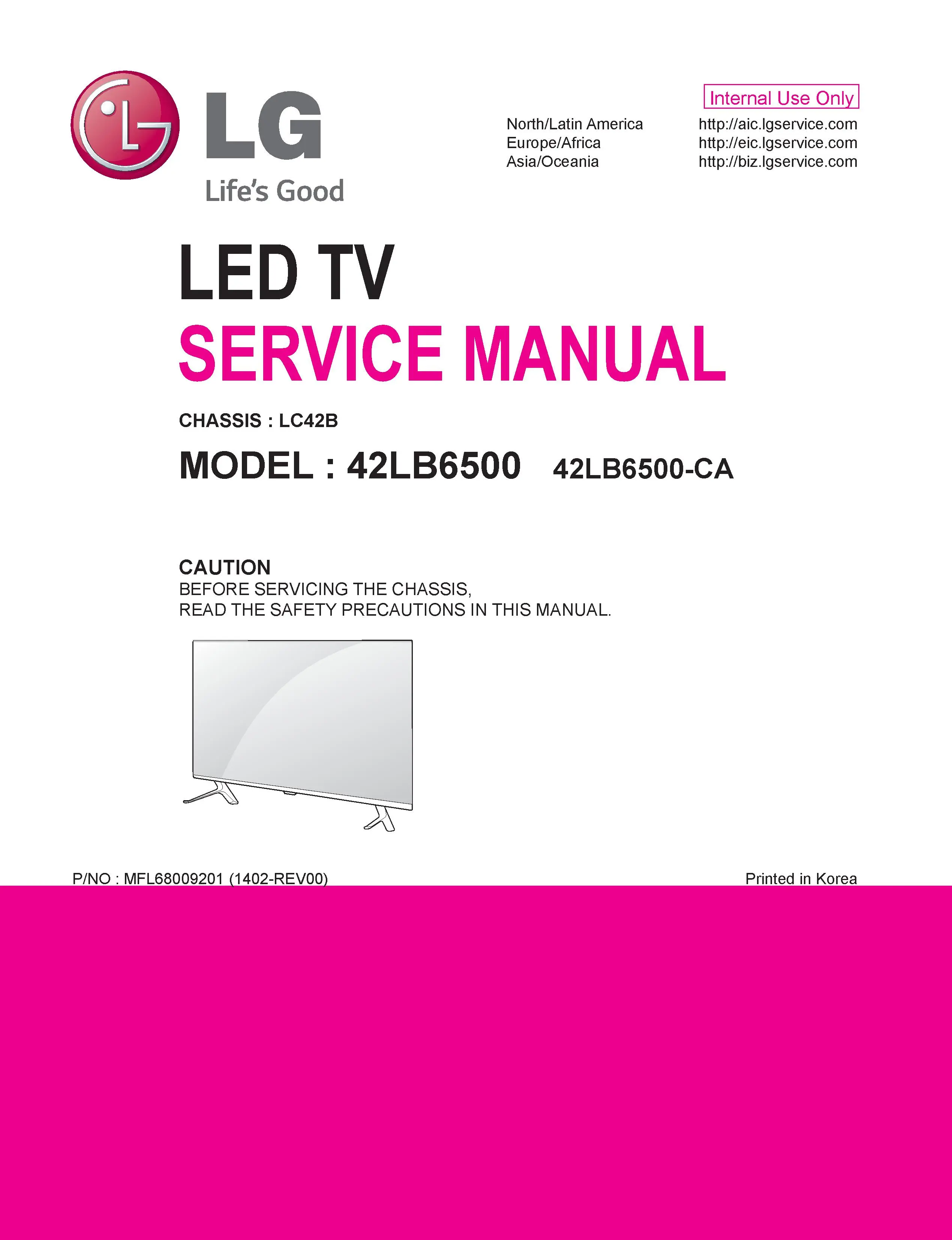 Lg 60lb6500 ca service manual cover with photo's of Beko dryers, model code and contents