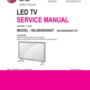 Lg 60lb6500 df service manual cover with photo's of Beko dryers, model code and contents