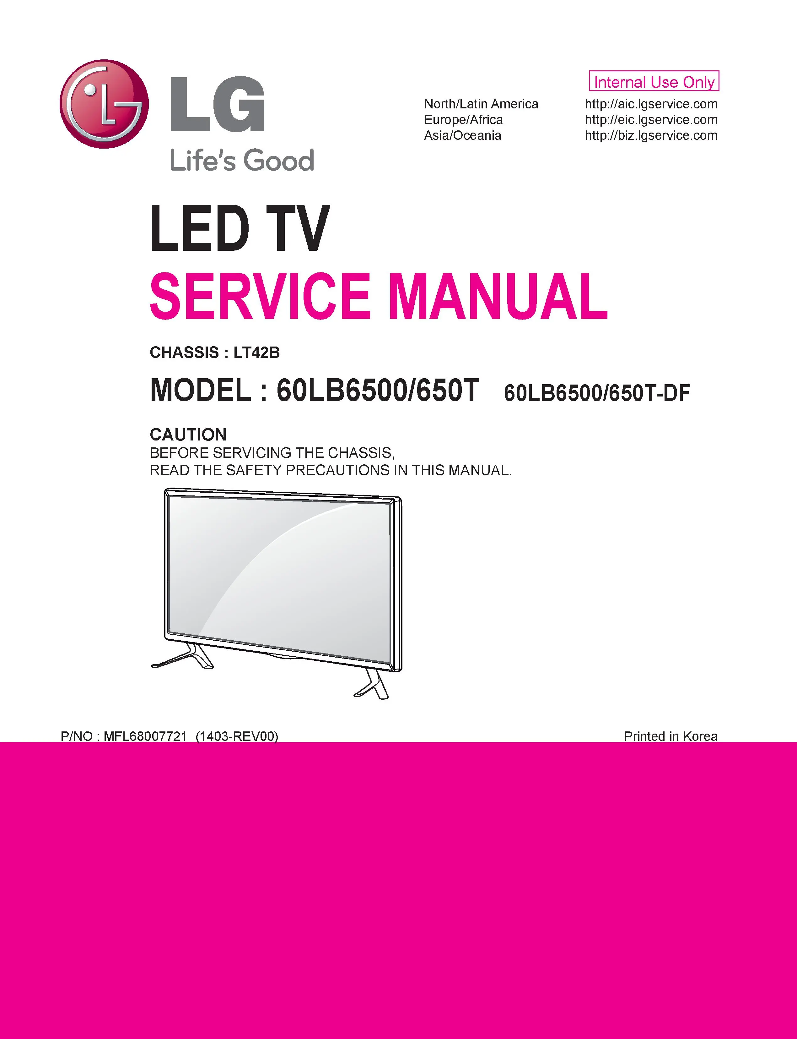 Lg 60lb6500 df service manual cover with photo's of Beko dryers, model code and contents