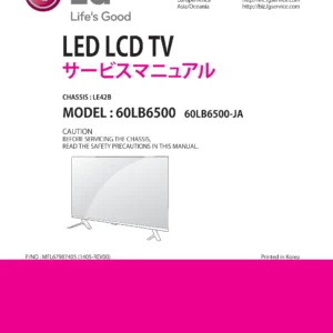 Lg 60lb6500 ja service manual cover with photo's of Beko dryers, model code and contents