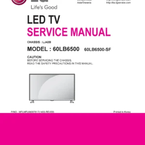 Lg 60lb6500 sf service manual cover with photo's of Beko dryers, model code and contents