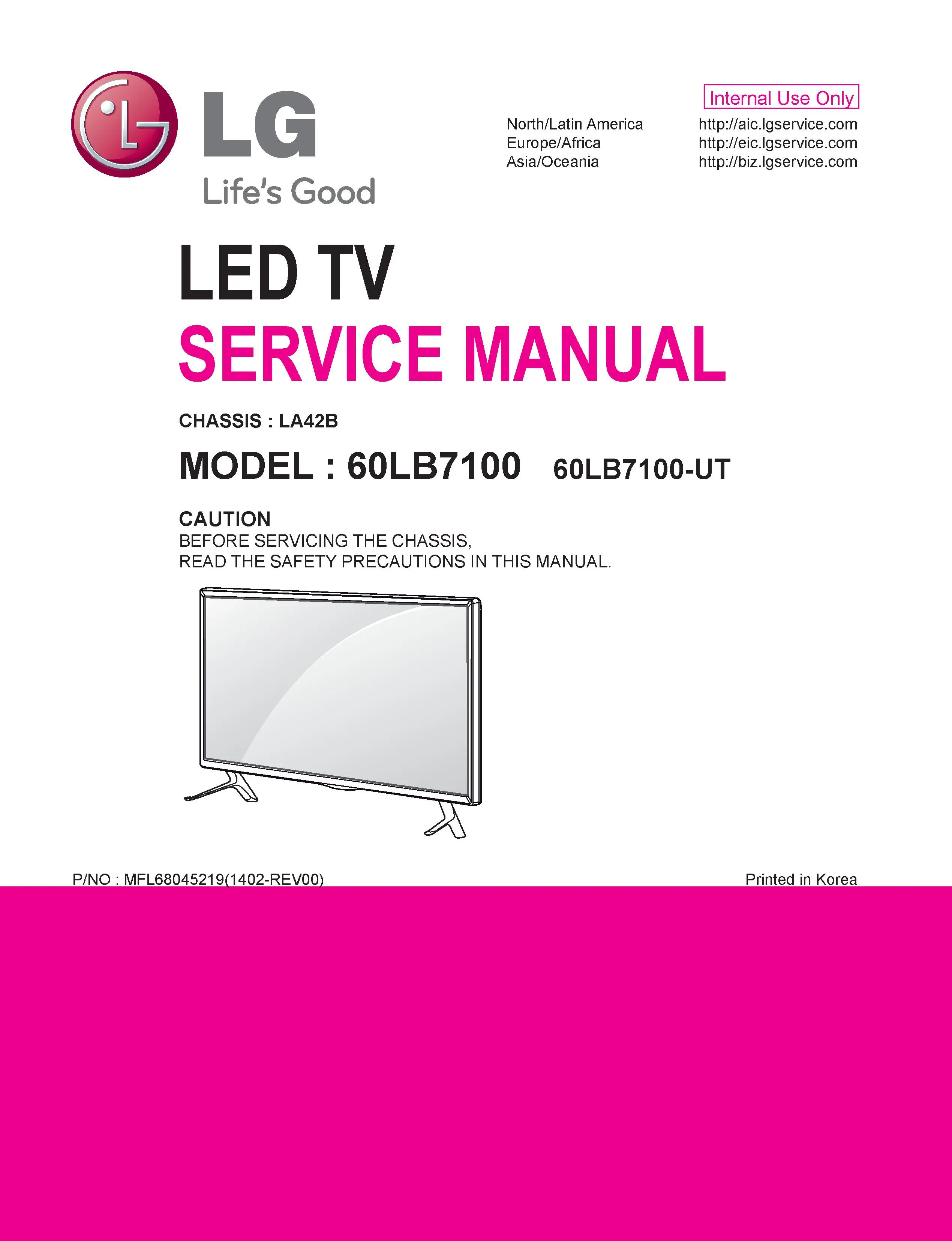 Lg 60lb7100 ut service manual cover with photo's of Beko dryers, model code and contents