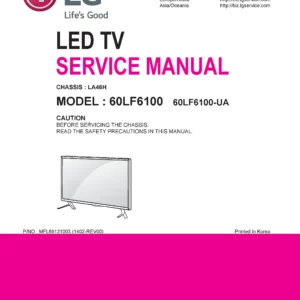 Lg 60lf6100 service manual cover with photo's of Beko dryers, model code and contents