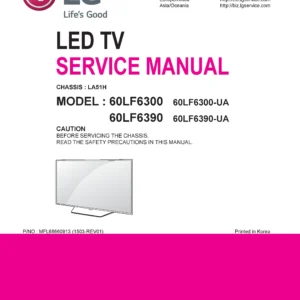 Lg 60lf6300 service manual cover with photo's of Beko dryers, model code and contents