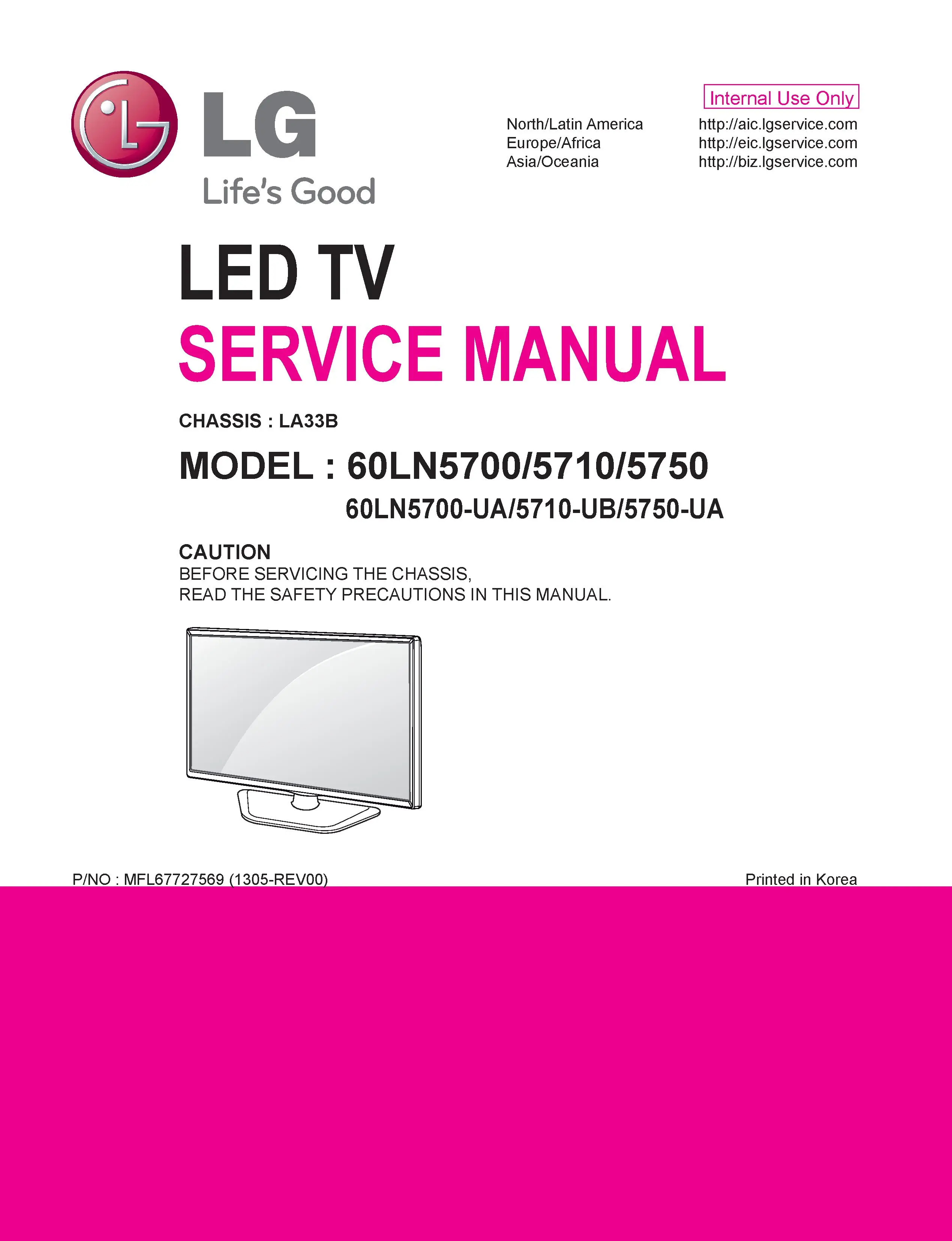 Lg 60ln5700 60ln5710 60ln5750 ua service manual cover with photo's of Beko dryers, model code and contents