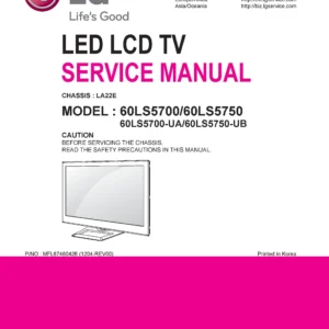 Lg 60ls5750 service manual cover with photo's of Beko dryers, model code and contents