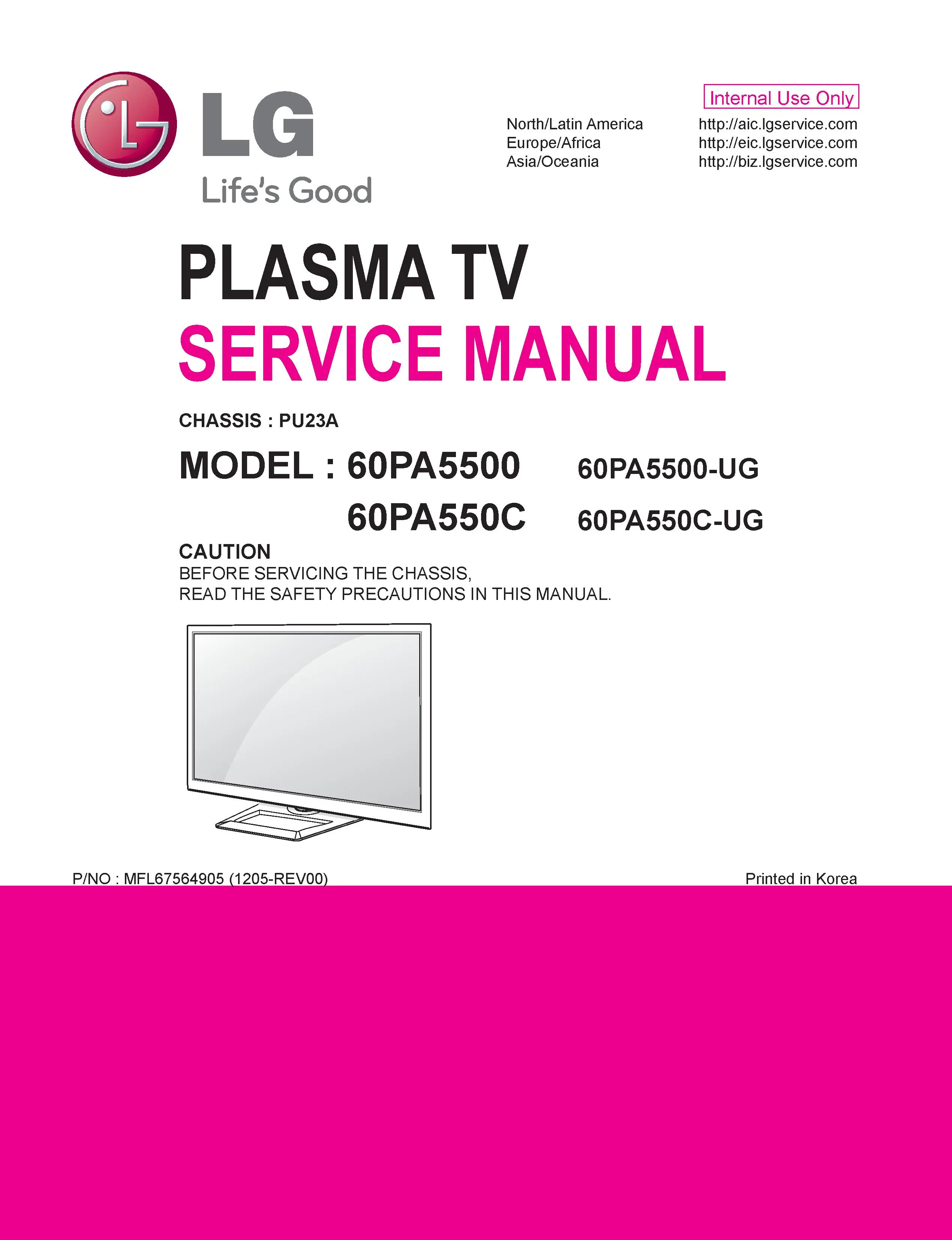 Lg 60pa5500 ug service manual cover with photo's of Beko dryers, model code and contents