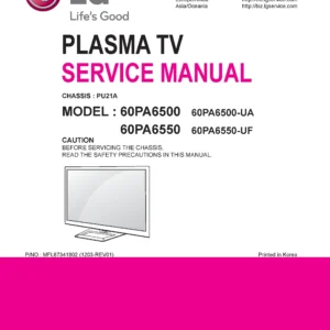 Lg 60pa6550 uf service manual cover with photo's of Beko dryers, model code and contents