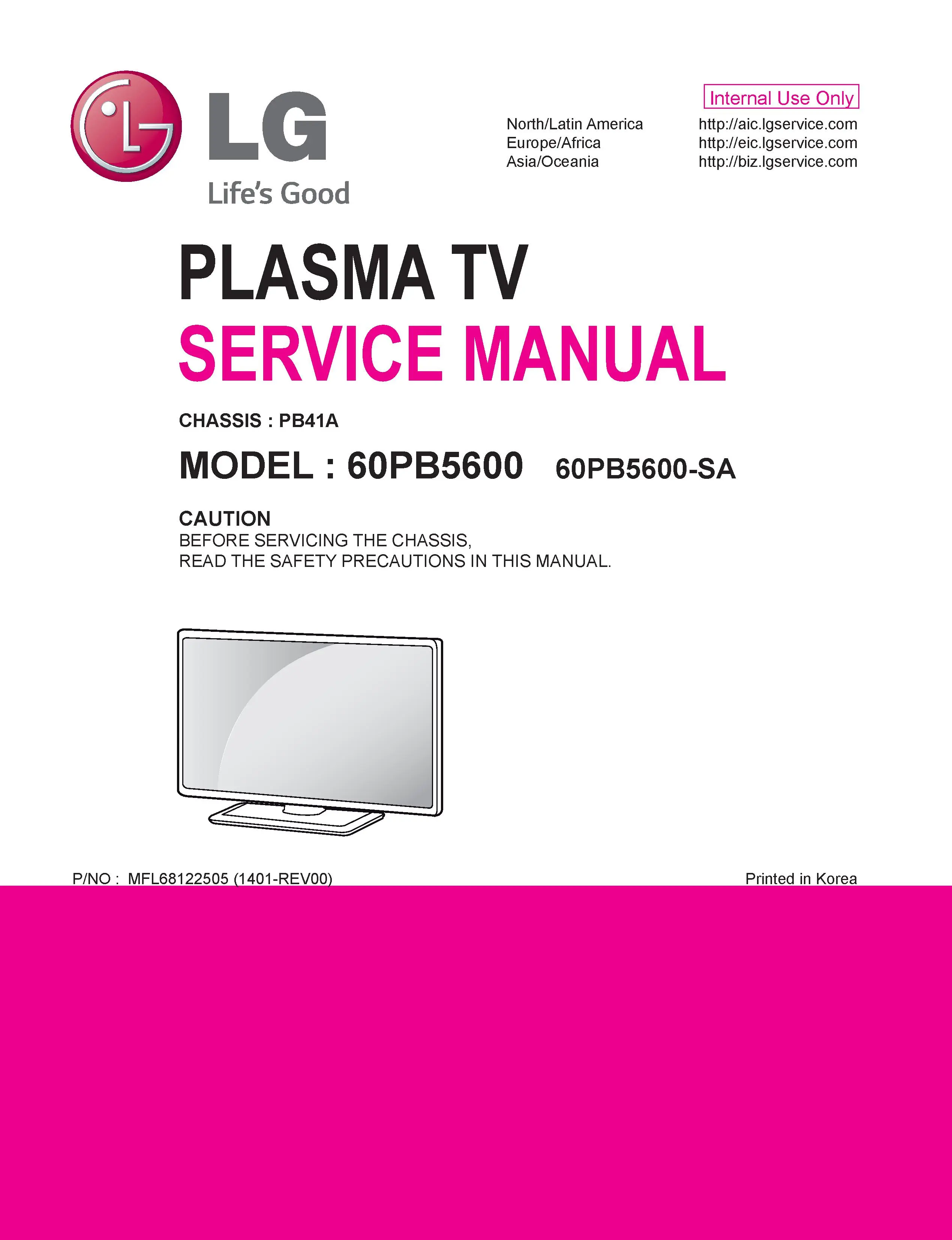 Lg 60pb5600 sa service manual cover with photo's of Beko dryers, model code and contents