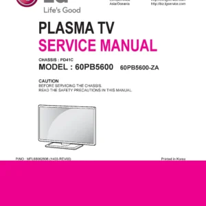Lg 60pb5600 za service manual cover with photo's of Beko dryers, model code and contents
