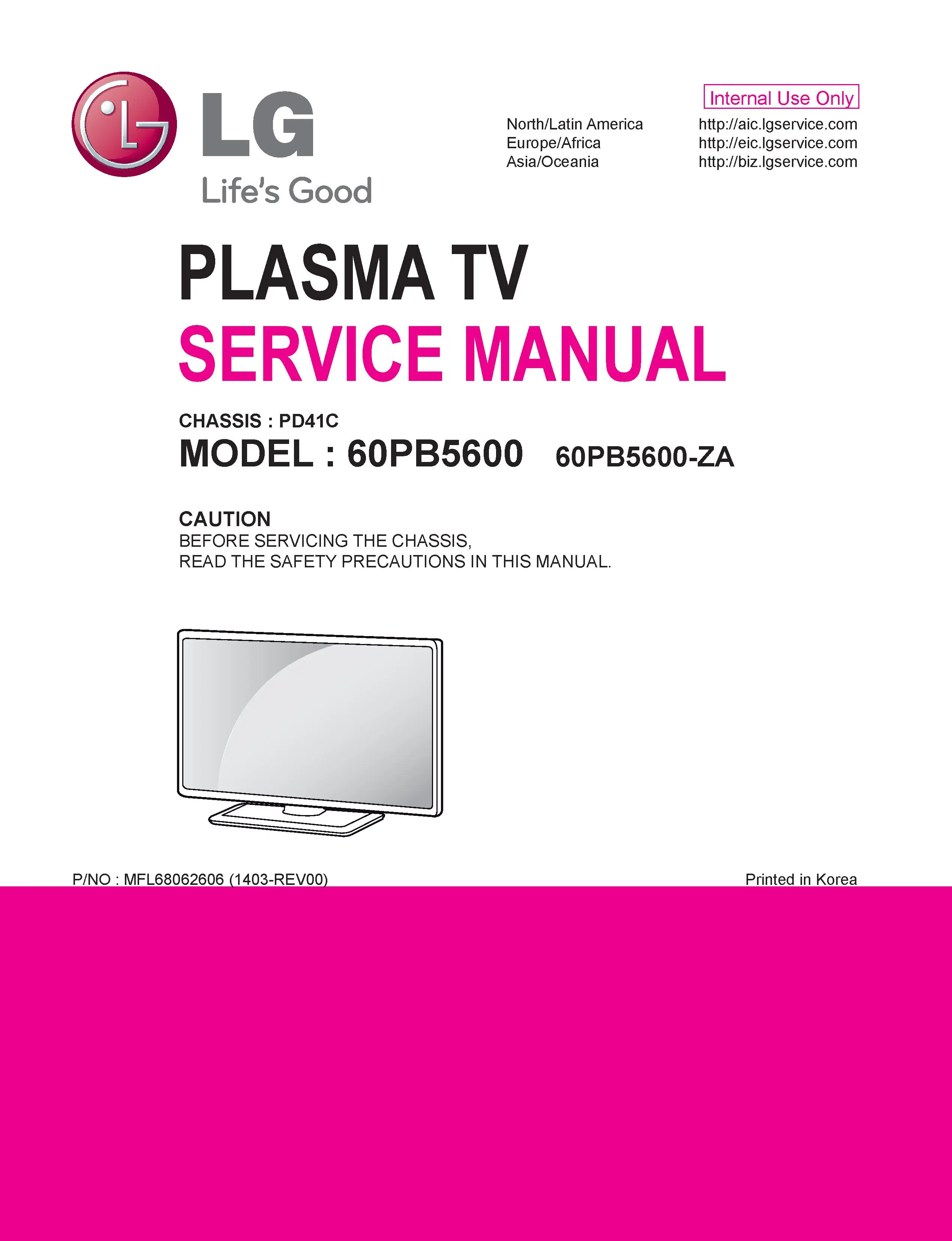 Lg 60pb5600 za service manual cover with photo's of Beko dryers, model code and contents