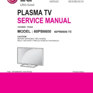 Lg 60pb6600 te service manual cover with photo's of Beko dryers, model code and contents