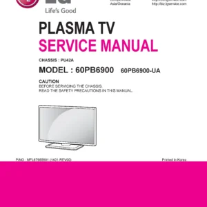 Lg 60pb6900 ua service manual cover with photo's of Beko dryers, model code and contents