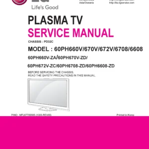 Lg 60ph6608 service manual cover with photo's of Beko dryers, model code and contents