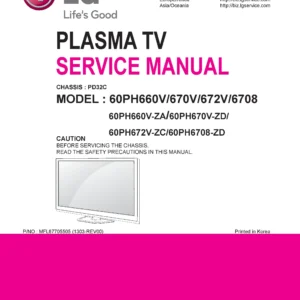 Lg 60ph6708 service manual cover with photo's of Beko dryers, model code and contents