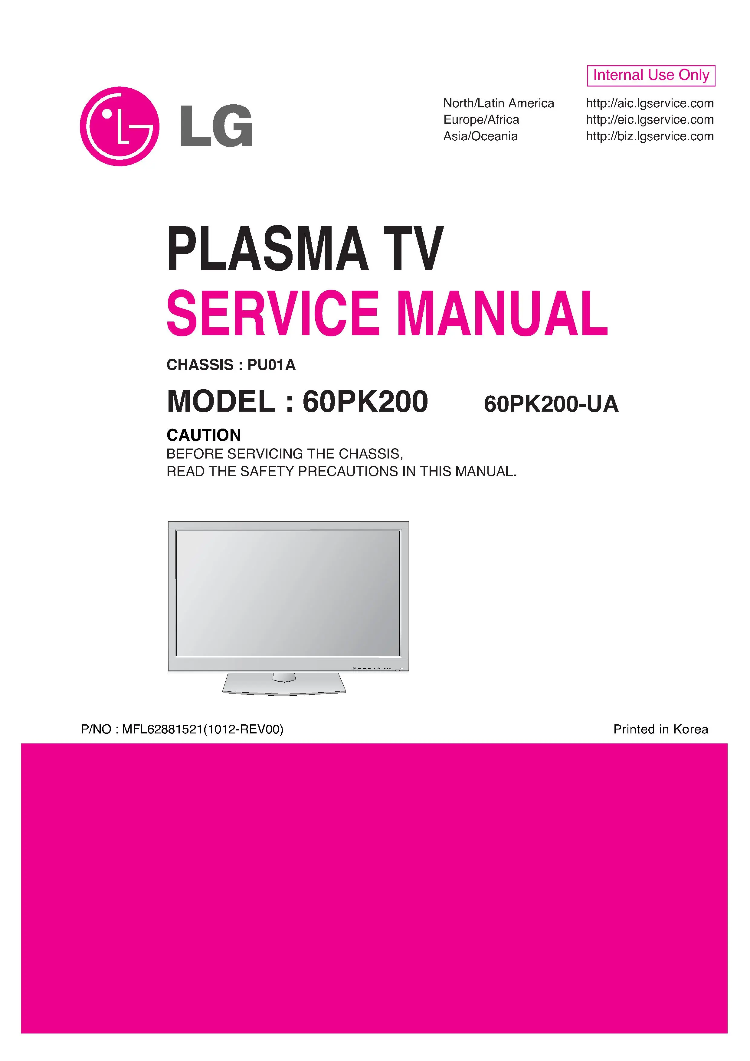 Lg 60pk200 service manual cover with photo's of Beko dryers, model code and contents