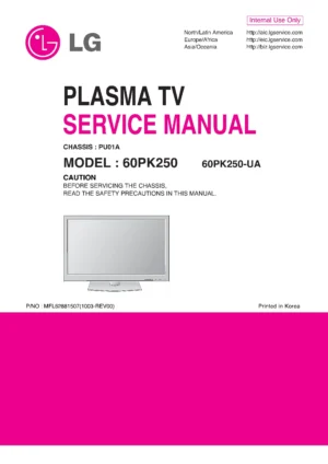 Lg 60pk250 service manual cover with photo's of Beko dryers, model code and contents