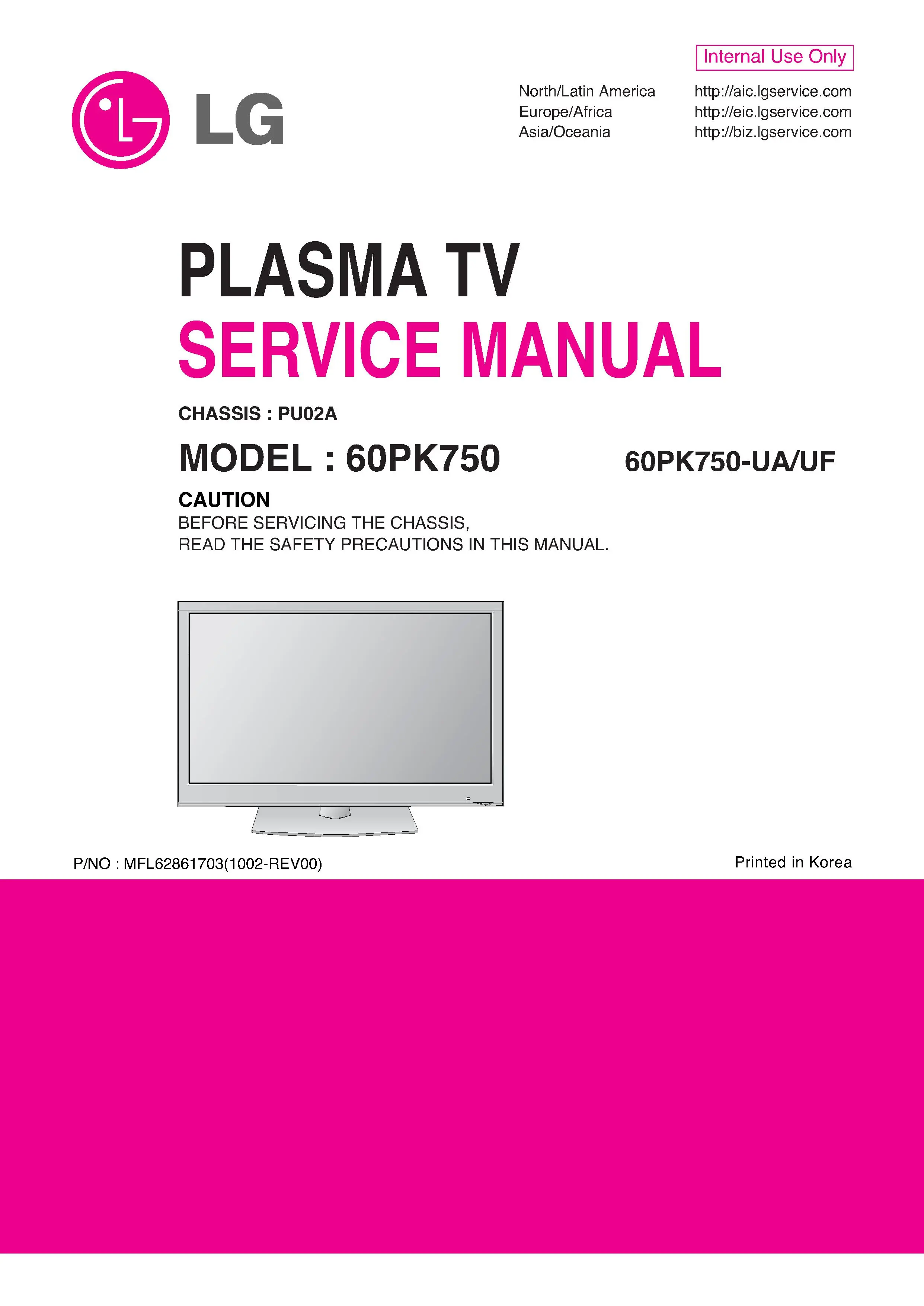 Lg 60pk750 service manual cover with photo's of Beko dryers, model code and contents