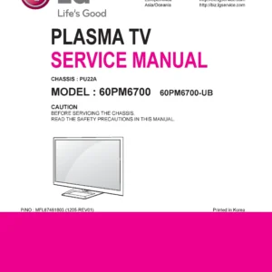 Lg 60pm6700 ub service manual cover with photo's of Beko dryers, model code and contents
