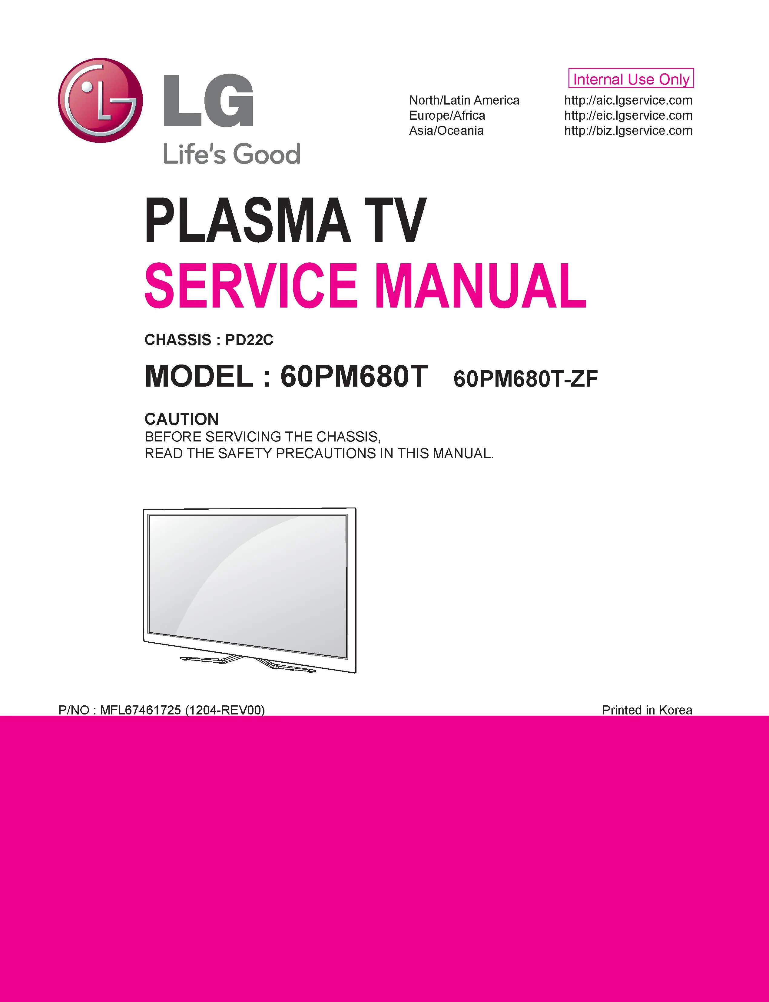 Lg 60pm680t service manual cover with photo's of Beko dryers, model code and contents