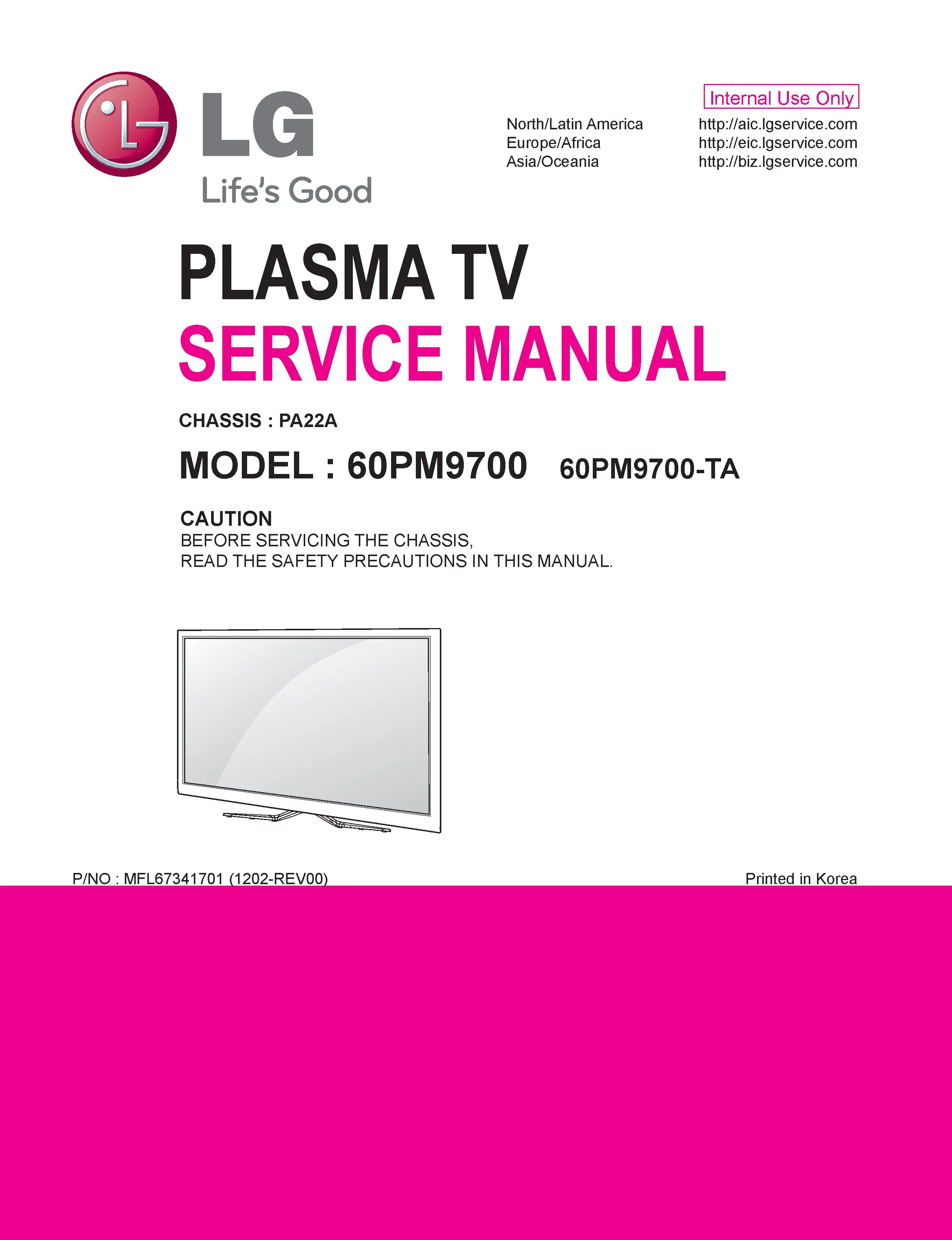 Lg 60pm9700 ta service manual cover with photo's of Beko dryers, model code and contents