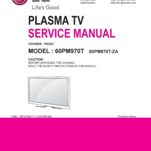 Lg 60pm970t service manual cover with photo's of Beko dryers, model code and contents