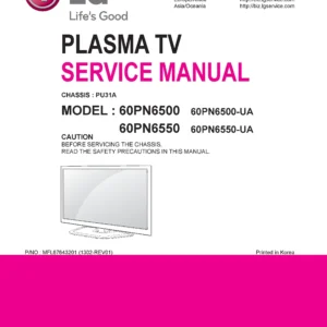 Lg 60pn6500 ua service manual cover with photo's of Beko dryers, model code and contents